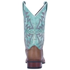 Dan Post 5607 Laredo Ladies Anita Square Toe Western Cowboy Boots - Brown & Turquoise -Cowboy Shop 01 5607 BN26 big d9ced55d 3827 4fa2 98a9 18397d9c9853