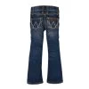 09MWGMS Wrangler Girls Dark Wash Boot Cut Jeans With W Stitch Back Pocket