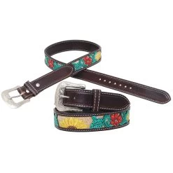 1002 Circle Y Rising Sunflower Tooled Leather Belt