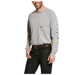 10027901 Ariat Men's Rebar Cotton Strong Long Sleeve Graphic Tee - Heather Grey