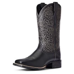 10034024 Ariat Women's Round Up Remuda Western Cowboy Boot Black Deertan