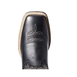 10034024 Ariat Women's Round Up Remuda Western Cowboy Boot Black Deertan -Cowboy Shop 10034024 2