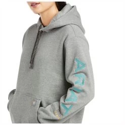 10037619 Ariat Woman's Rebar Graphic Hoodie Sweatshirt - Heather Grey -Cowboy Shop 10037619 2