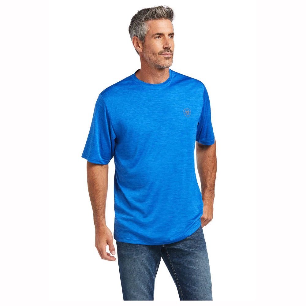 10039556 Ariat Men's Charger Shield Short Sleeve Tee - Cerulean Blue 2 10039556 Ariat Men's Charger Shield Short Sleeve Tee - Cerulean Blue - Image 2