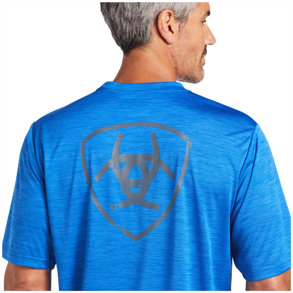10039556 Ariat Men's Charger Shield Short Sleeve Tee - Cerulean Blue 3 10039556 Ariat Men's Charger Shield Short Sleeve Tee - Cerulean Blue - Image 3