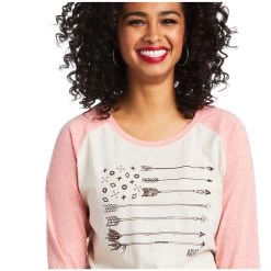 10039824 Ariat Women's Arrow Raglan 3/4 Sleeve Shirt - Oatmeal Heather -Cowboy Shop 10039824 2