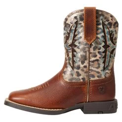 10040260 Ariat Children's Koel Venttek Square Toe Western Boot - Spiced Cider / Metallic Leopard -Cowboy Shop 10040260 2
