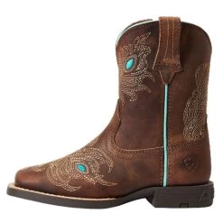 10040328 Ariat Children's Bright Eyes II Square Toe Western Boot - Hat Box Brown -Cowboy Shop 10040328 1