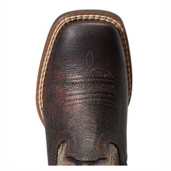 10040335 Ariat Children's Amos Square Toe Western Boot - Hand Stained Red-Brown / Black -Cowboy Shop 10040335 2