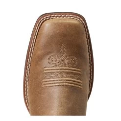 10040362 Ariat Women's Round Up Wide Square Toe Western Boot Brown Bomber/Ariat Logo -Cowboy Shop 10040362 2