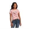 10040641 Ariat Girl's REAL Moo-Chacha Short Sleeve Tee - Bridal Rose