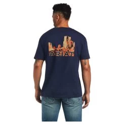 10040877 Ariat Men's Monument Sunset Short Sleeve T-Shirt - Midnight Navy
