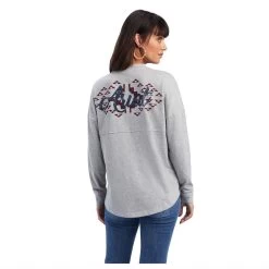 10041334 Ariat Women's REAL Southwest Oversize Tee - Heather Grey