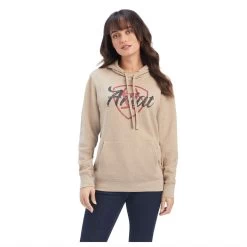 10041660 Ariat Women's REAL Shield Logo Hoodie - Dark Oatmeal Heather