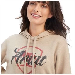 10041660 Ariat Women's REAL Shield Logo Hoodie - Dark Oatmeal Heather -Cowboy Shop 10041660 2