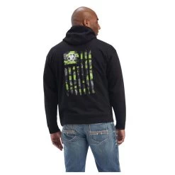 10041729 Ariat Men's Green Camo Flag Hooded Sweatshirt - Black