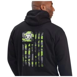 10041729 Ariat Men's Green Camo Flag Hooded Sweatshirt - Black -Cowboy Shop 10041729 2