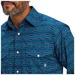 10041764 Ariat Men's Braylen Classic Long Sleeve Snap Western Shirt - Estate Blue -Cowboy Shop 10041764 2
