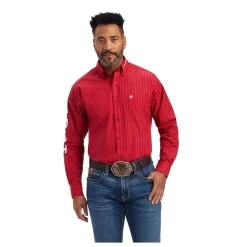 10041781 Ariat Men's Team Maximus Classic Long Sleeve Western Shirt - Tango Red