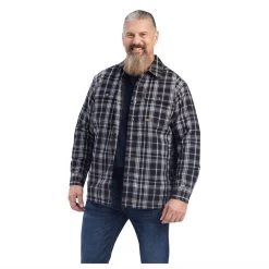 10042089 Ariat Men's Rebar DuraStretch Flannel Insulated Shirt Jacket - Black Plaid