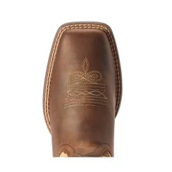 10042384 Ariat Women's Round Up Crossroads Wide Square Toe Western Boot - Distressed Tan/ Sparkle Leopard -Cowboy Shop 10042384 3