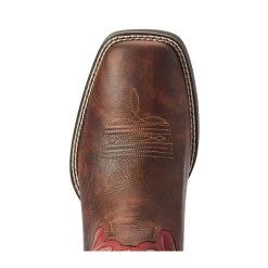 10042391 Ariat Men's Sport Pardner Western Cowboy Boot Wide Square Toe - Matte Rebel Brown/Blood Red -Cowboy Shop 10042391 2