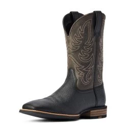 10042464 Ariat Men's Everlite Countdown Square Toe Western Boot - Black / Slate Grey