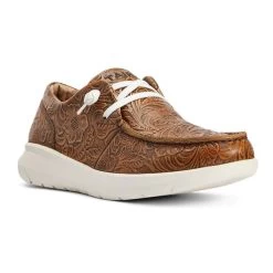 10042508 Ariat Women's Hilo Slip On Shoe - Brown Floral Embossed