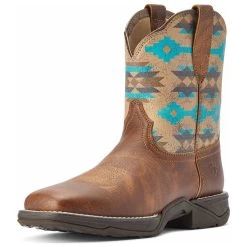 10042576 Ariat Women's Anthem Shortie Savannah Square Toe Boot - Turquoise Aztec