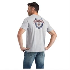 10042653 Ariat Men's Lucky Horseshoe Short Sleeve T-Shirt - Titanium Heather