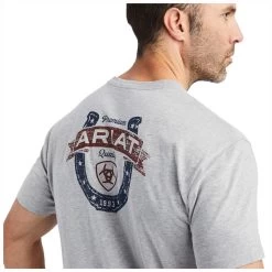 10042653 Ariat Men's Lucky Horseshoe Short Sleeve T-Shirt - Titanium Heather -Cowboy Shop 10042653 2