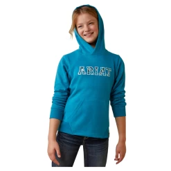 10043322 Ariat Youth 3D Logo Hoodie - Mosaic Blue