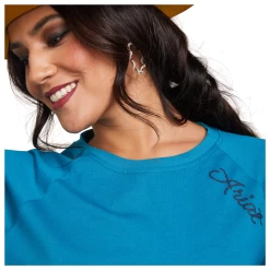 10043411 Ariat Women's Ropey Shield Long Sleeve Graphic Tee - Mosaic Blue -Cowboy Shop 10043411 2