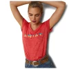 10043609 Ariat Women's Laguna Logo Short Sleeve Top - Aura Orange