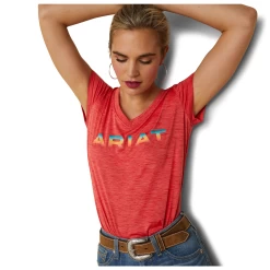 10043609 Ariat Women's Laguna Logo Short Sleeve Top - Aura Orange