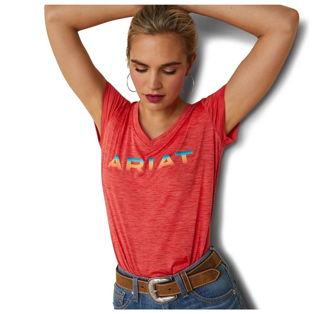 10043609 Ariat Women's Laguna Logo Short Sleeve Top - Aura Orange 1 10043609 Ariat Women's Laguna Logo Short Sleeve Top - Aura Orange