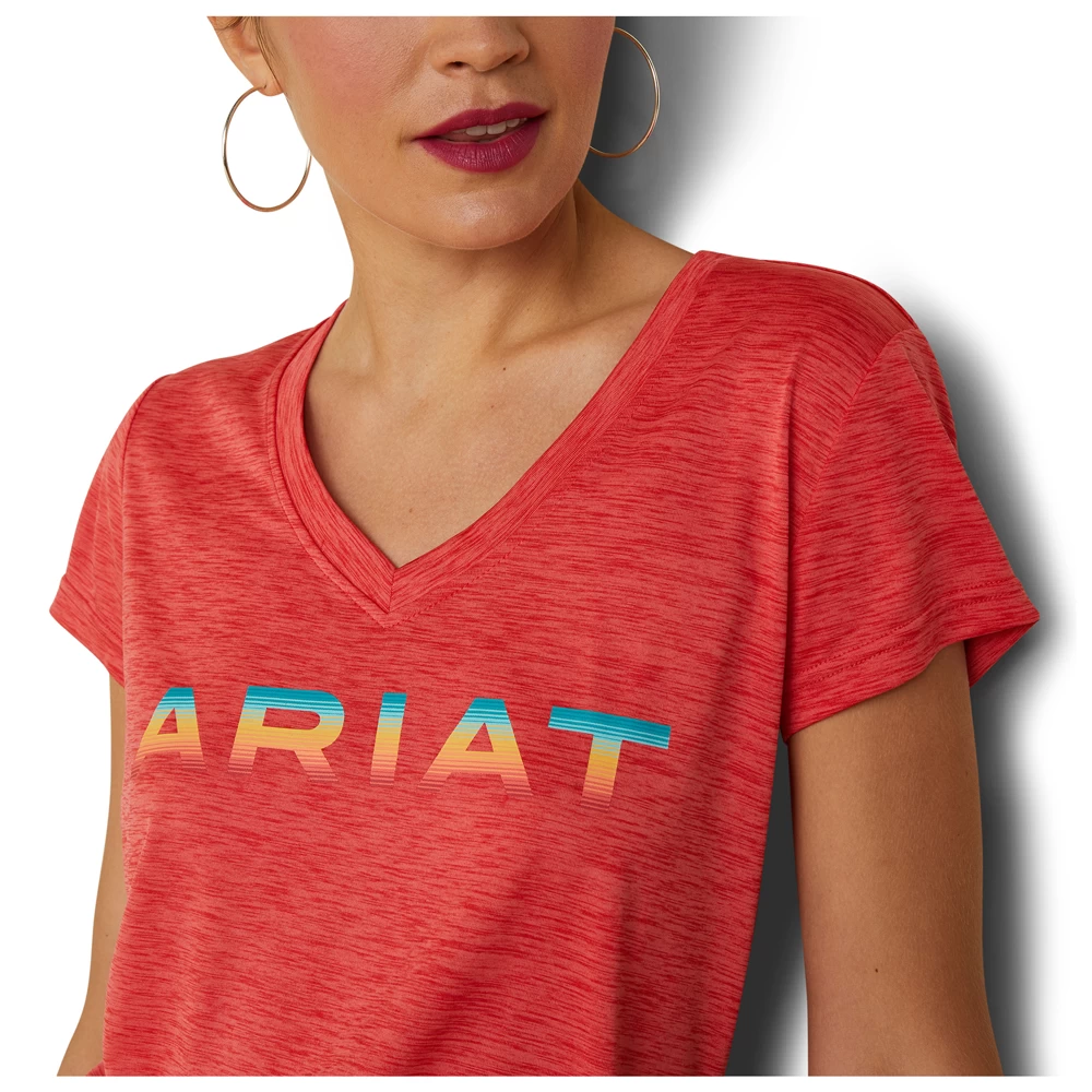 10043609 Ariat Women's Laguna Logo Short Sleeve Top - Aura Orange 3 10043609 Ariat Women's Laguna Logo Short Sleeve Top - Aura Orange - Image 3