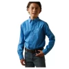 10043713 Ariat Boys Lloyd Long Sleeve Button Down Shirt - Blue