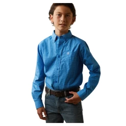 10043713 Ariat Boys Lloyd Long Sleeve Button Down Shirt - Blue
