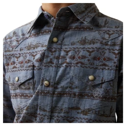 10043718 Ariat Boys Haddington Retro Long Sleeve Snap Shirt - Dusk Green -Cowboy Shop 10043718 2