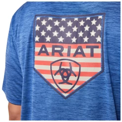 10043764 Men's Ariat Charger Shield Short Sleeve Tee - Monaco Blue -Cowboy Shop 10043764 2