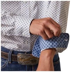 10043806 Ariat Men's Asher Wrinkle Free Long Sleeve Shirt - White -Cowboy Shop 10043806 2