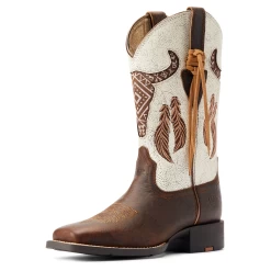 10044434 Ariat Women's Round Up Southwestern StretchFit Western Boot - Brown