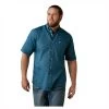 10044885 Ariat Men's Wrinkle Free Eli Classic Short Sleeve Western Shirt - Reef Blue