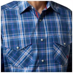 10044888 Ariat Men's Pro Jaxton Long Sleeve Western Snap Shirt - Blue -Cowboy Shop 10044888 2