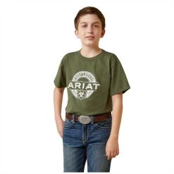 10045295 Ariat Boys' Center Fire Short Sleeve Tee - Forest Heather