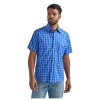 112324664 Wrangler Men's Wrinkle Resist Short Sleeve Western Snap Shirt - Blue Plaid