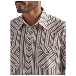 112324691 Wrangler Men's Silver Edition Long Sleeve Western Shirt - Copper Stripe -Cowboy Shop 112324691 2