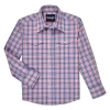 112326323 Wrangler Boys Wrinkle Resist Long Sleeve Western Snap Shirt - Pink & Blue Plaid