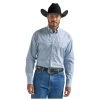 112327826 Wrangler George Strait Men's One Pocket Long Sleeve Buttondown Western Shirt - Blue Print